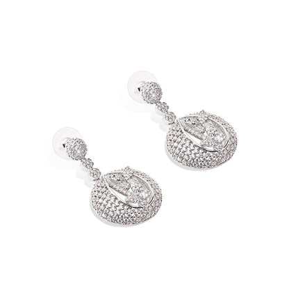 Shaze Forest Nest White Brilliant Cut Stone Earrings