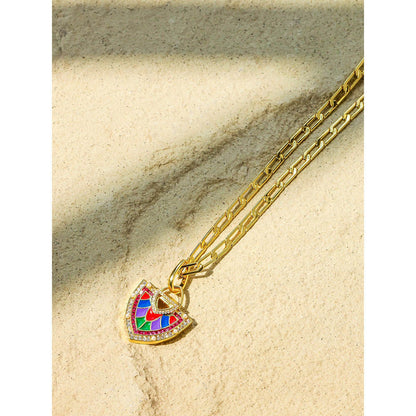 Shaze Veronica 18K Yellow Gold Plated Italian Crafted Pendant Necklace