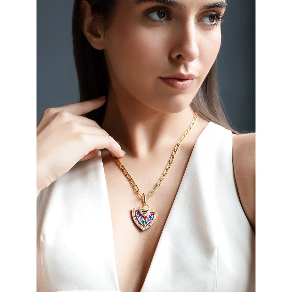 Shaze Veronica 18K Yellow Gold Plated Italian Crafted Pendant Necklace