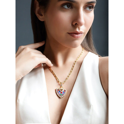 Shaze Veronica 18K Yellow Gold Plated Italian Crafted Pendant Necklace
