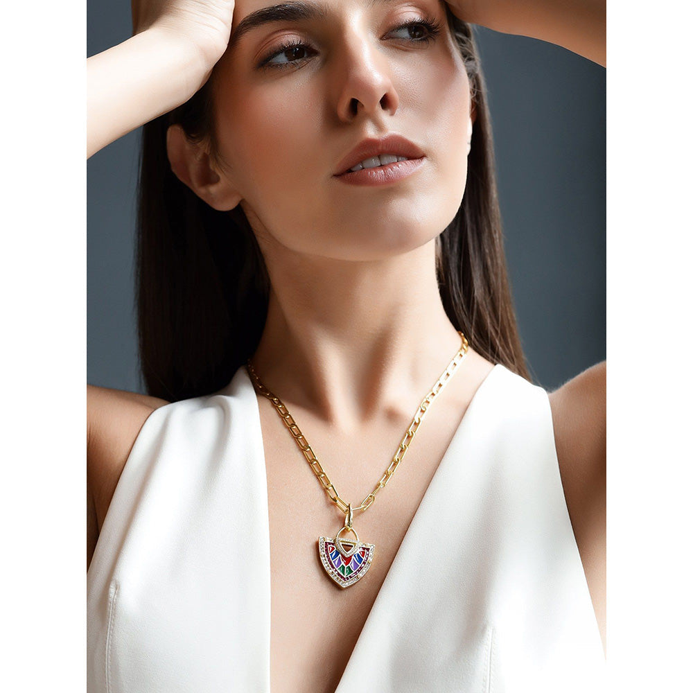 Shaze Veronica 18K Yellow Gold Plated Italian Crafted Pendant Necklace