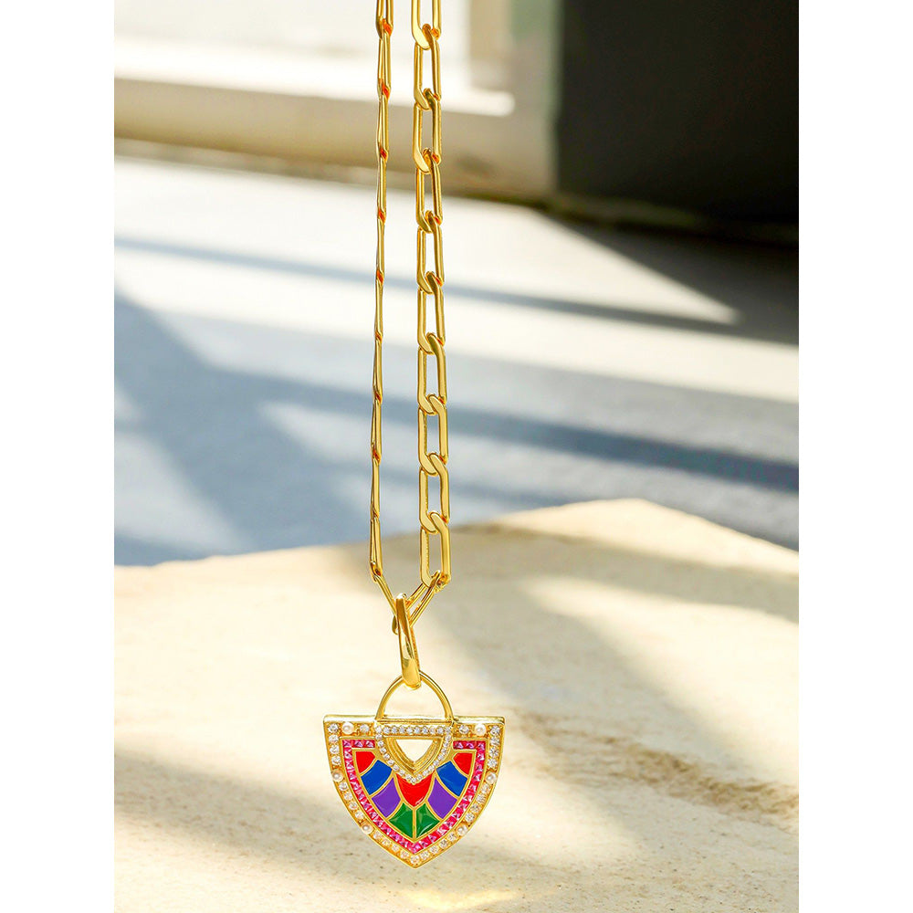 Shaze Veronica 18K Yellow Gold Plated Italian Crafted Pendant Necklace