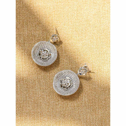 Shaze Lunar Umbra Silver Brilliant Cut Stone Earrings