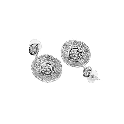 Shaze Lunar Umbra Silver Brilliant Cut Stone Earrings