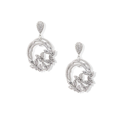 Shaze Flutter White Brilliant Cut Stone Earrings