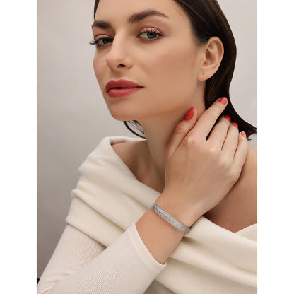Shaze Stellarise Silver Plated & Stone Studded Bangle