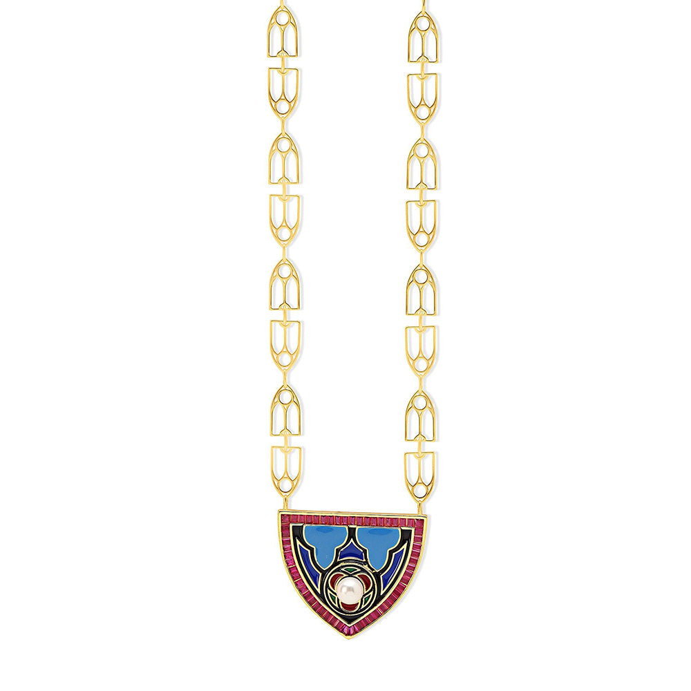 Shaze Insignia 18K Yellow Gold Plated Talian Crafted Pendant Necklace