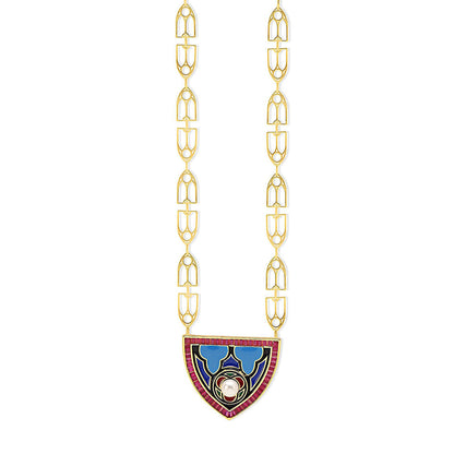 Shaze Insignia 18K Yellow Gold Plated Talian Crafted Pendant Necklace