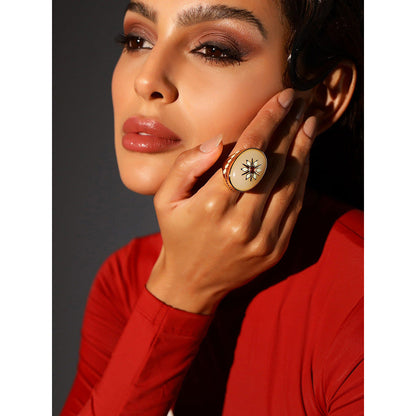 Shaze Luna Sunrise 18K Yellow Gold Plated Italian Crafted Ring