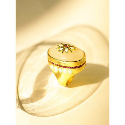 Shaze Luna Sunrise 18K Yellow Gold Plated Italian Crafted Ring