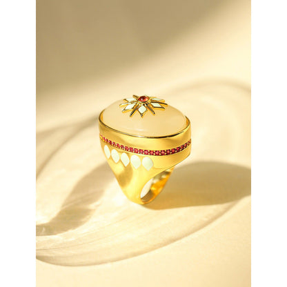 Shaze Luna Sunrise 18K Yellow Gold Plated Italian Crafted Ring