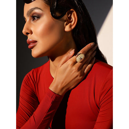 Shaze Luna Sunrise 18K Yellow Gold Plated Italian Crafted Ring