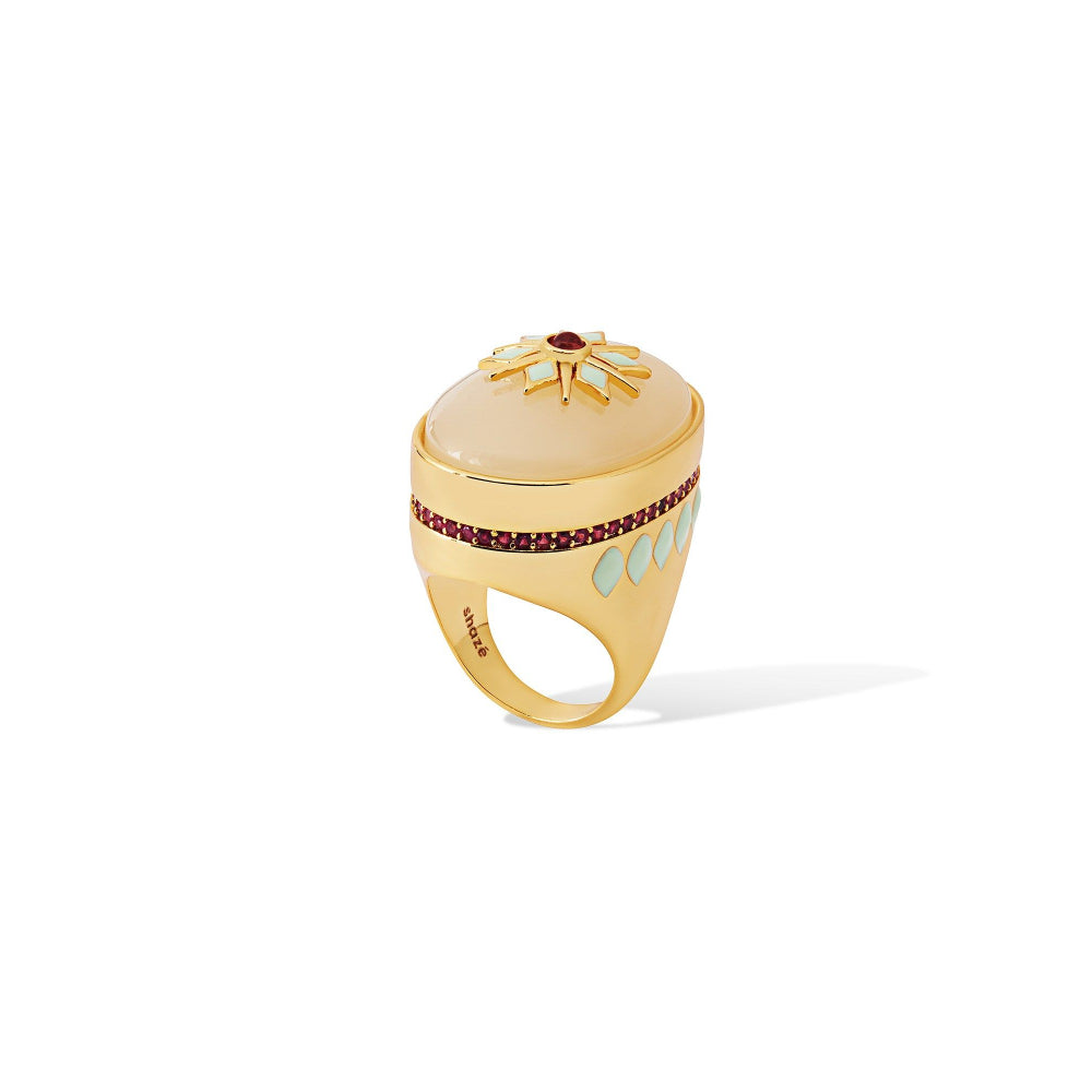 Shaze Luna Sunrise 18K Yellow Gold Plated Italian Crafted Ring