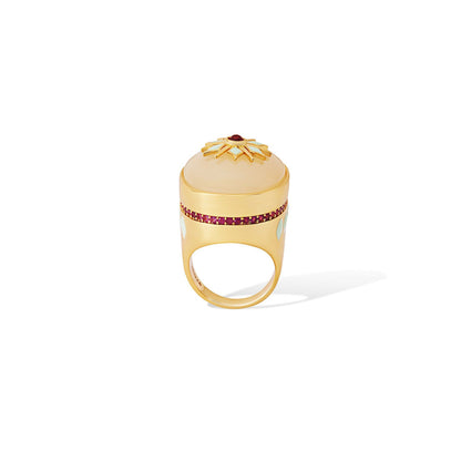 Shaze Luna Sunrise 18K Yellow Gold Plated Italian Crafted Ring