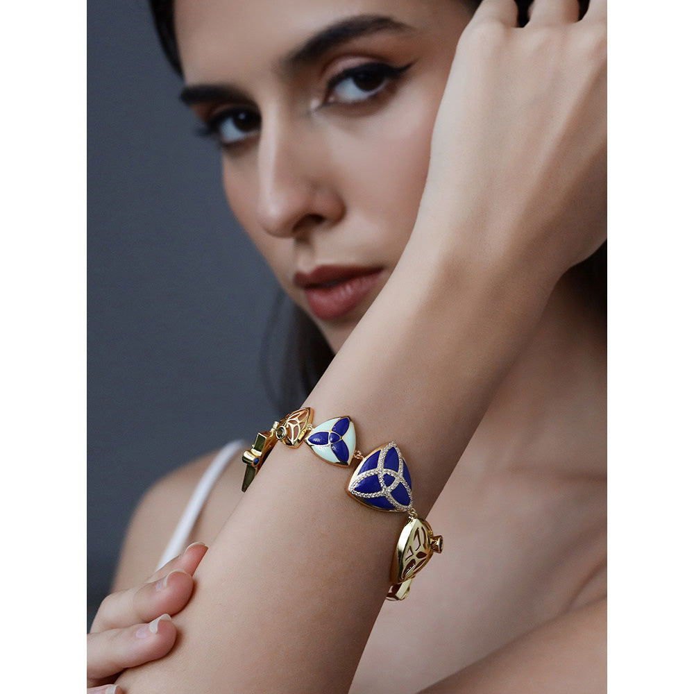 Shaze Bias Sheild 18K Yellow Gold Plated Italian Crafted Bracelet