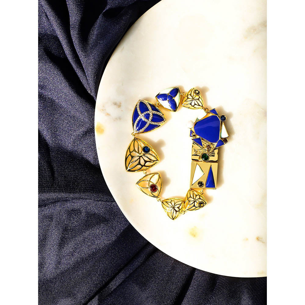 Shaze Bias Sheild 18K Yellow Gold Plated Italian Crafted Bracelet