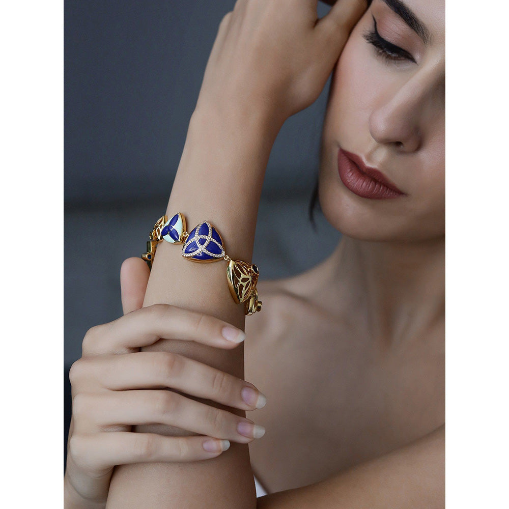 Shaze Bias Sheild 18K Yellow Gold Plated Italian Crafted Bracelet