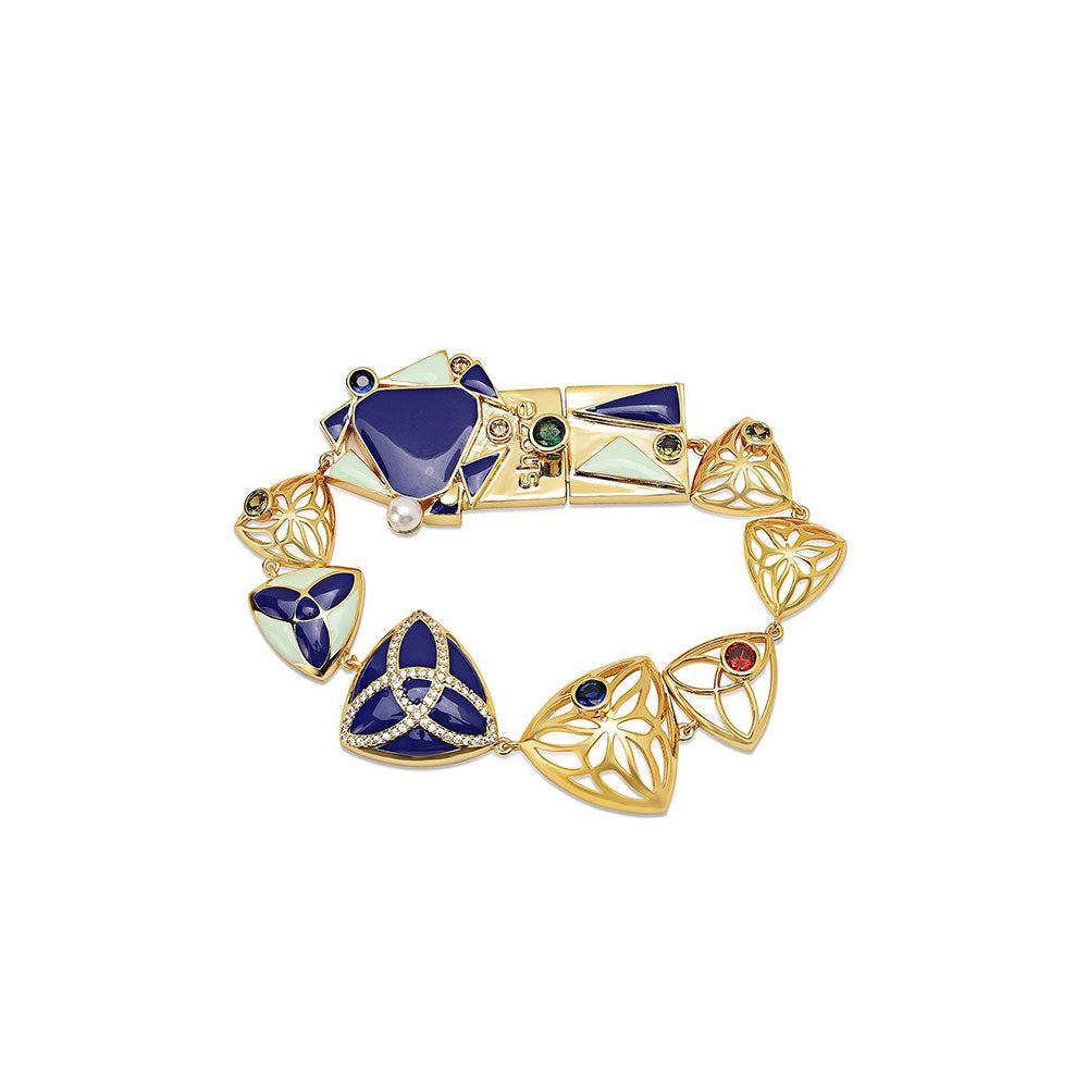 Shaze Bias Sheild 18K Yellow Gold Plated Italian Crafted Bracelet