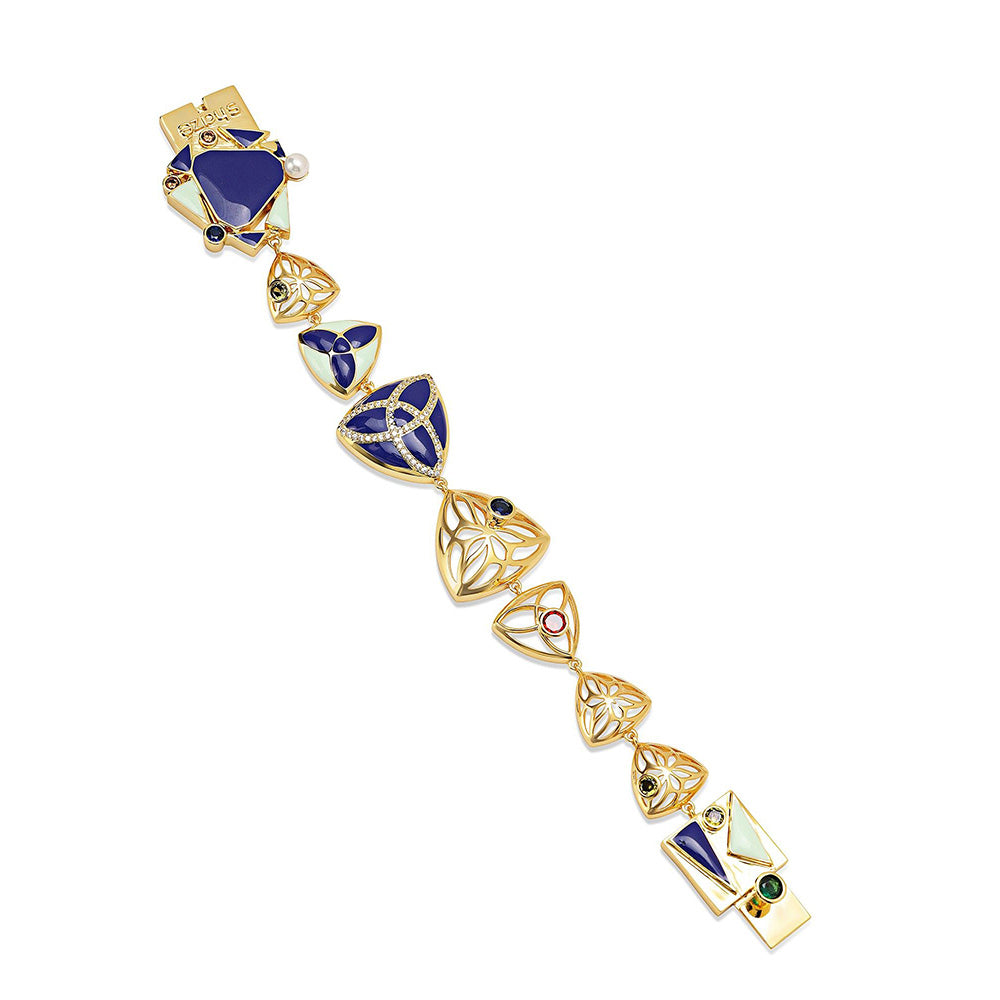Shaze Bias Sheild 18K Yellow Gold Plated Italian Crafted Bracelet