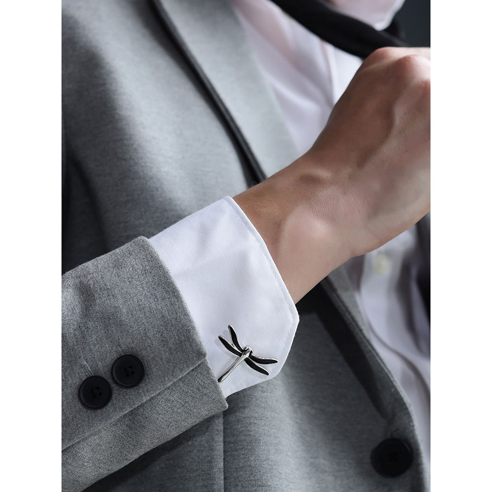Shaze Needle Fly Silver Cufflinks