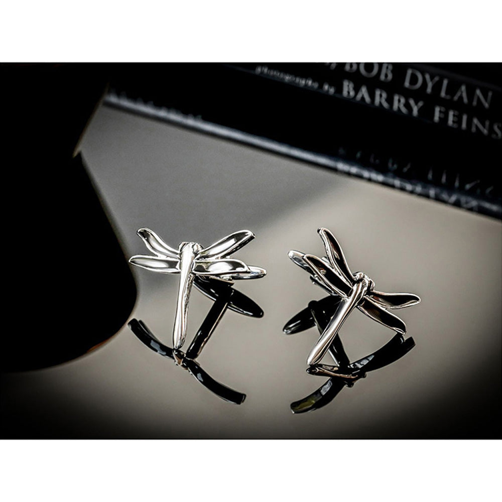 Shaze Needle Fly Silver Cufflinks