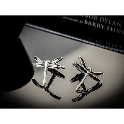 Shaze Needle Fly Silver Cufflinks