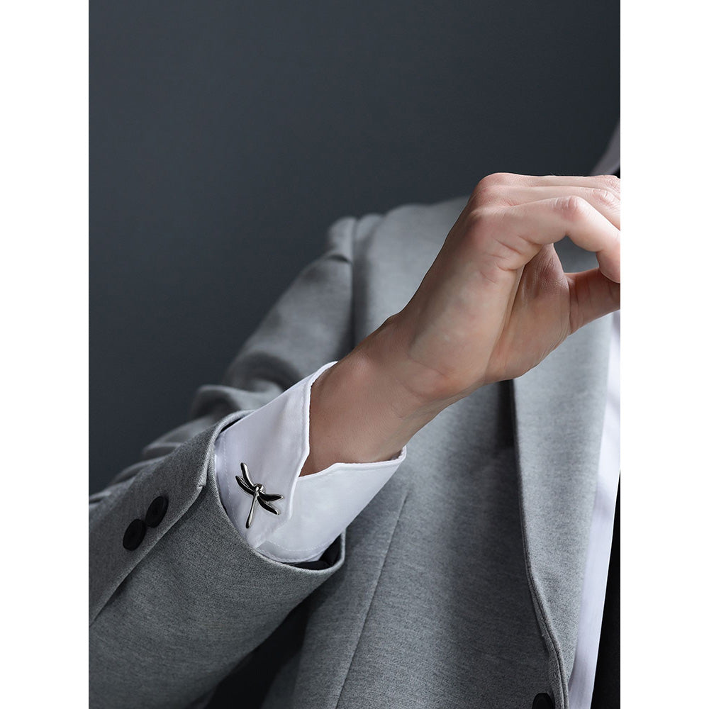 Shaze Needle Fly Silver Cufflinks
