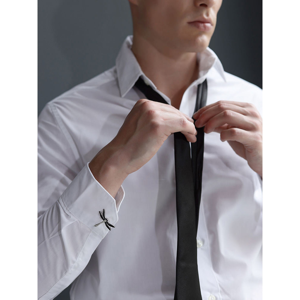 Shaze Needle Fly Silver Cufflinks