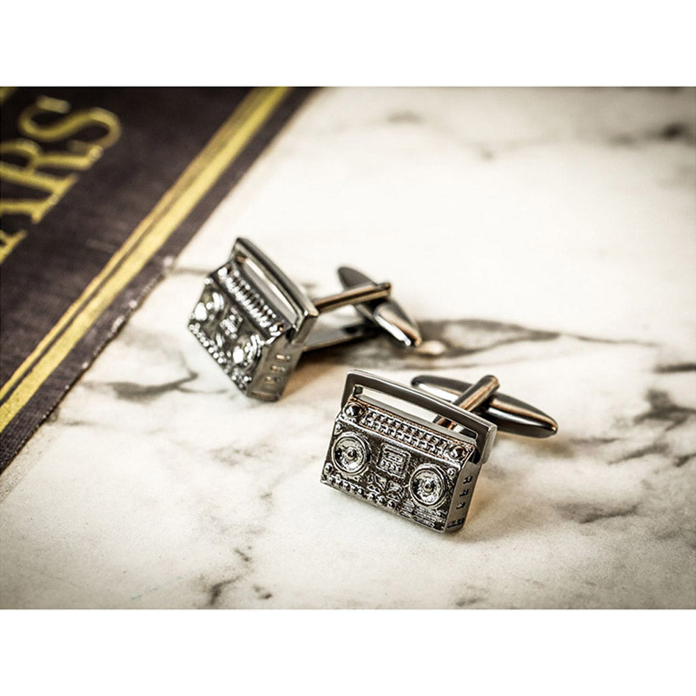 Shaze Boombox Silver Cufflinks