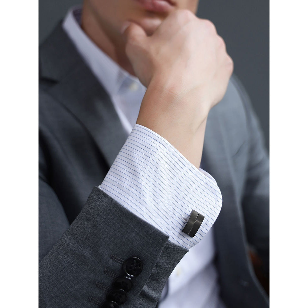 Shaze Balance Bars Black Cufflinks