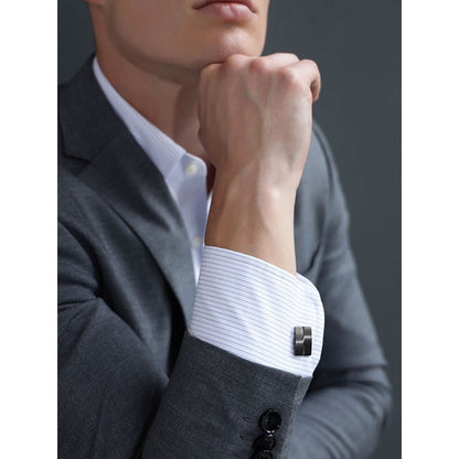 Shaze Balance Bars Black Cufflinks