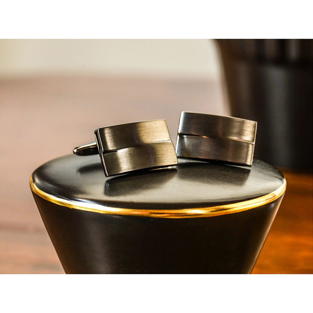 Shaze Balance Bars Black Cufflinks