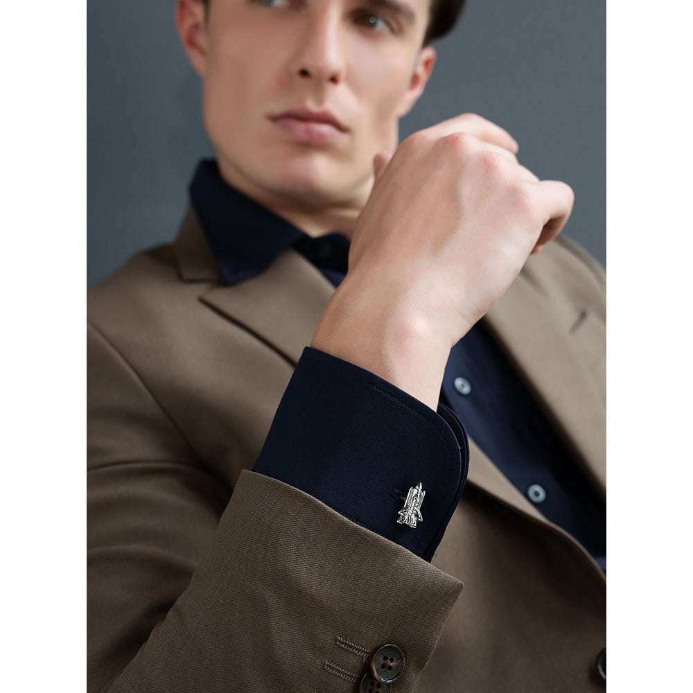 Shaze Lunar lander Silver Cufflinks