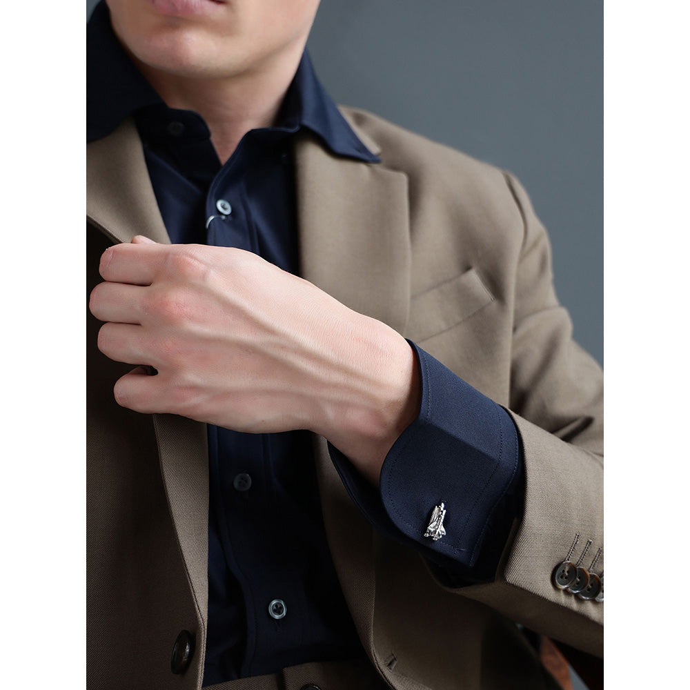 Shaze Lunar lander Silver Cufflinks
