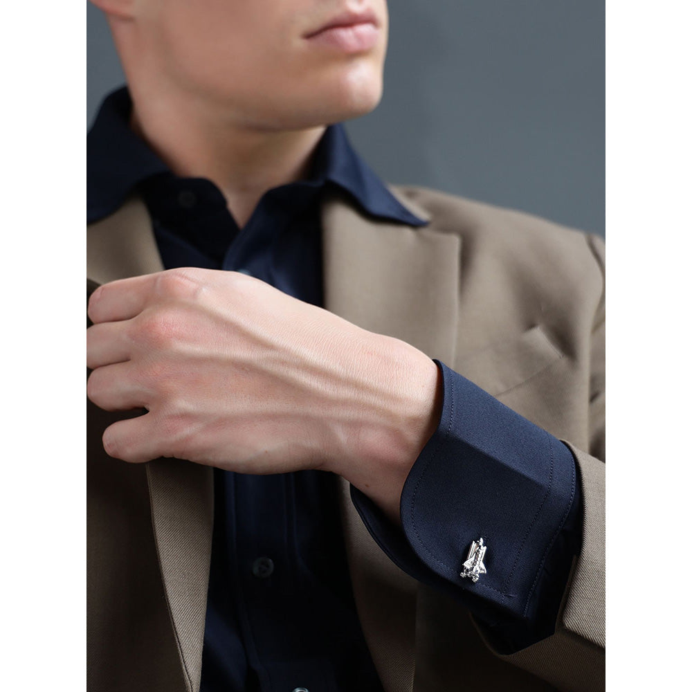 Shaze Lunar lander Silver Cufflinks