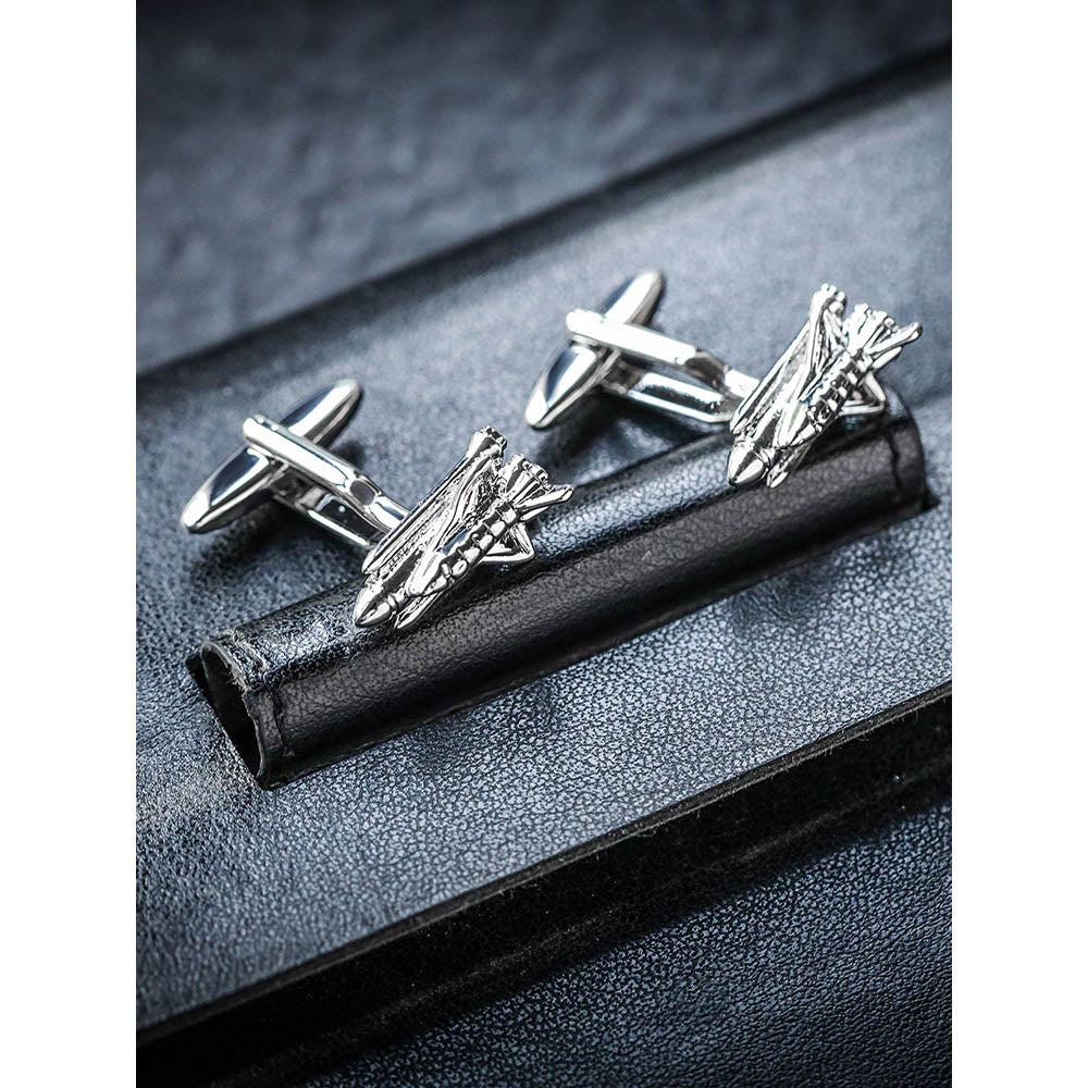 Shaze Lunar lander Silver Cufflinks