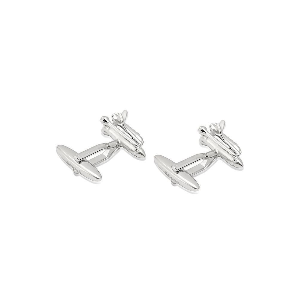 Shaze Lunar lander Silver Cufflinks