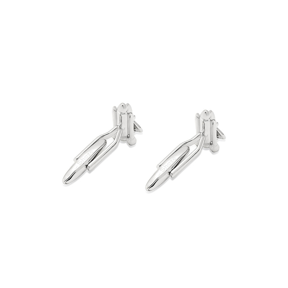 Shaze Lunar lander Silver Cufflinks