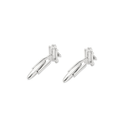 Shaze Lunar lander Silver Cufflinks
