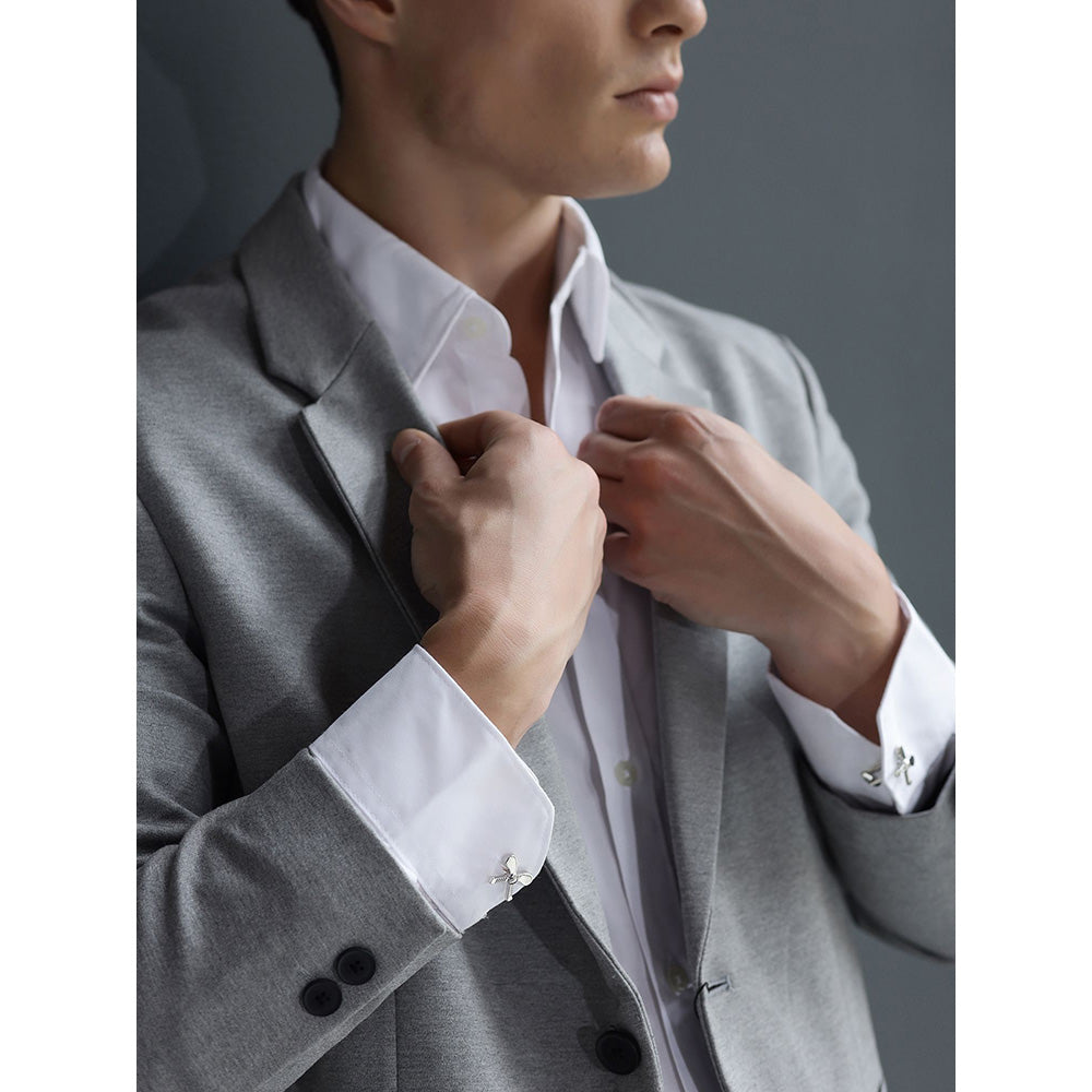 Shaze Slap Shot Silver Cufflinks