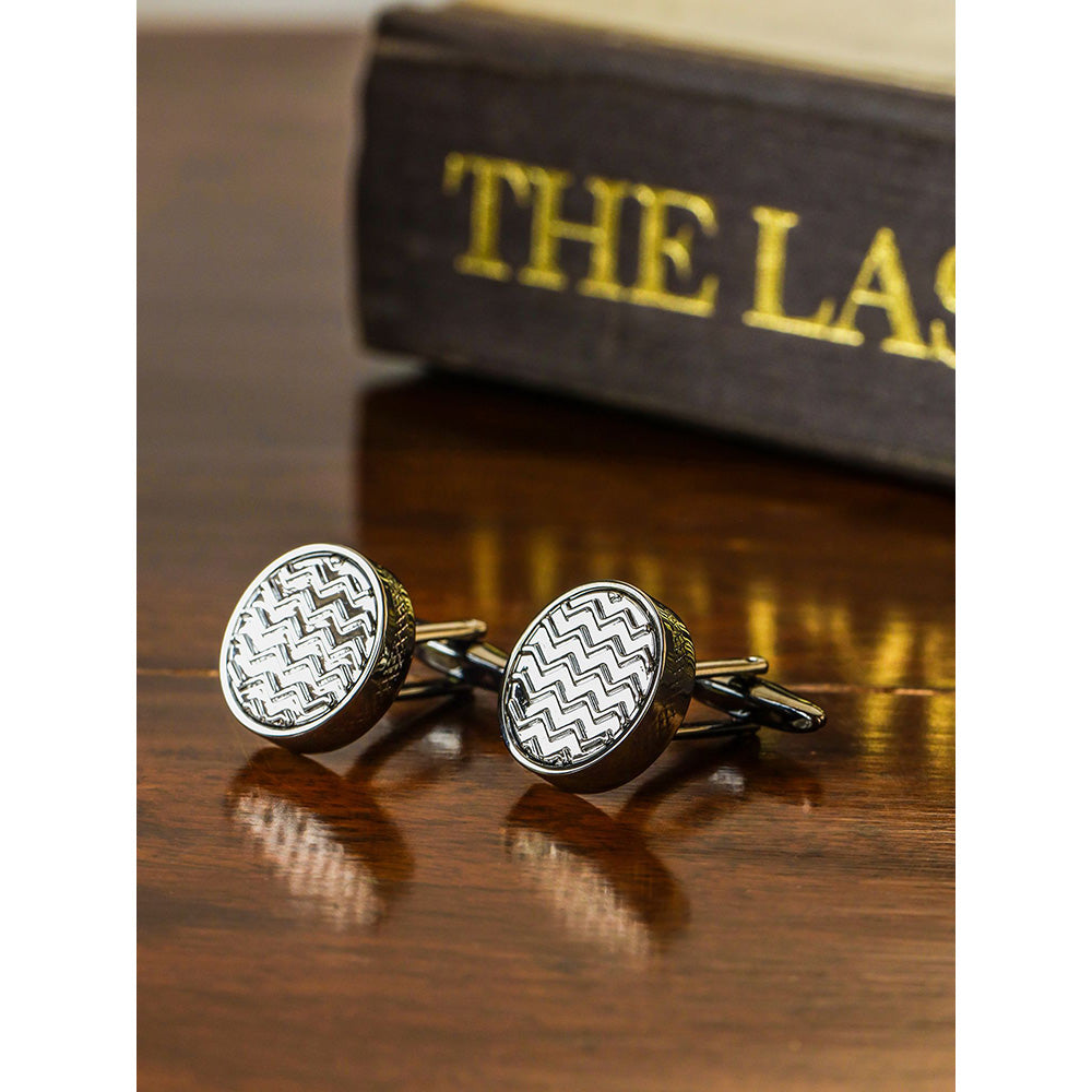 Shaze Tracks Silver Cufflinks