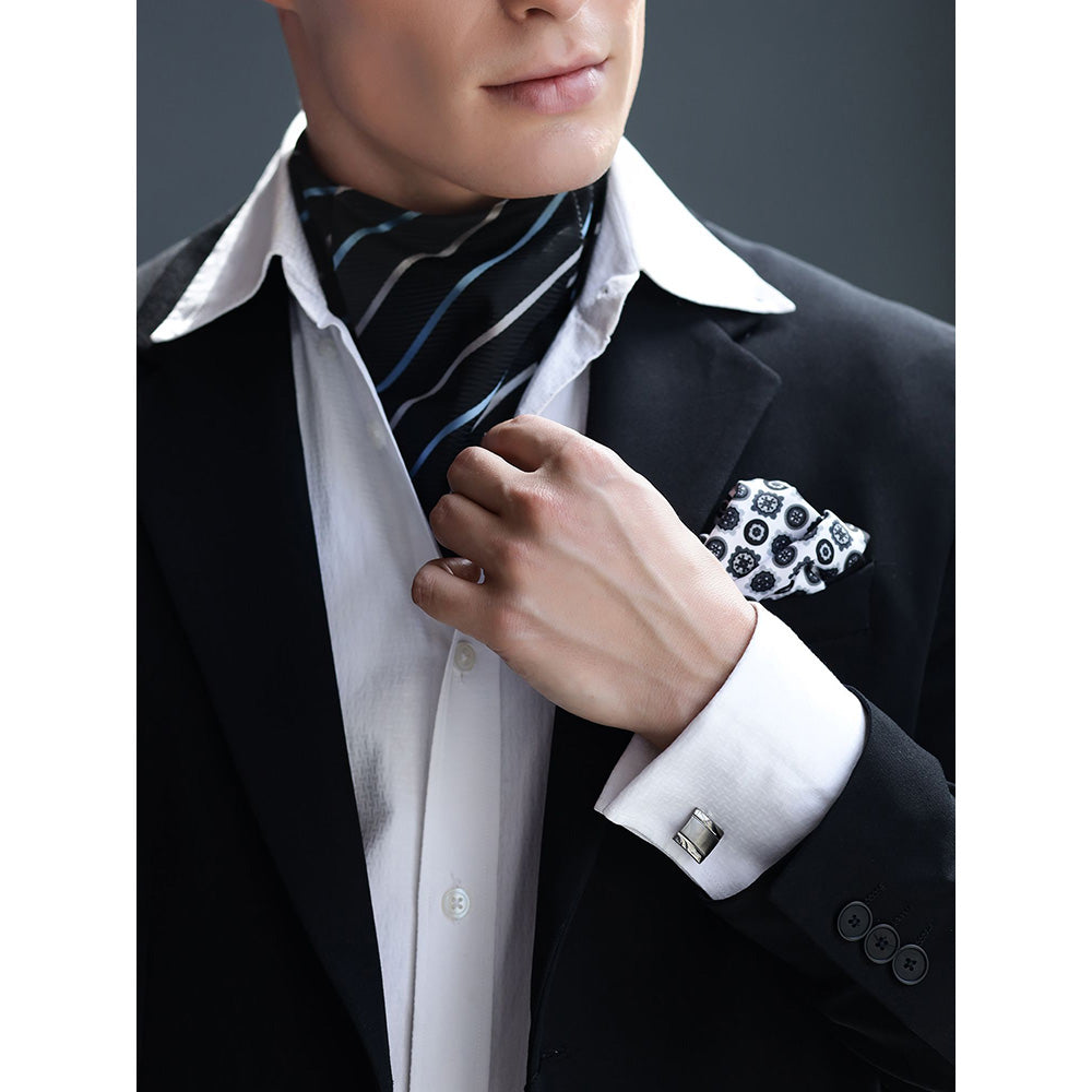 Shaze Chrome Silver Cufflinks