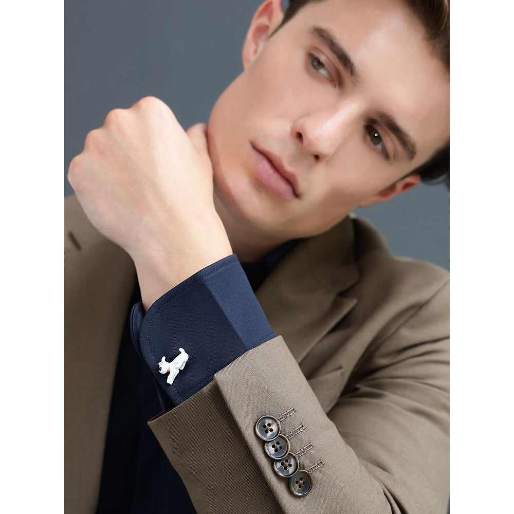 Shaze Milou White Cufflinks