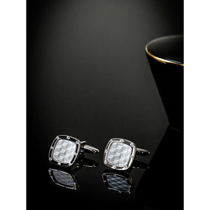 Shaze Imbricate Silver Cufflinks