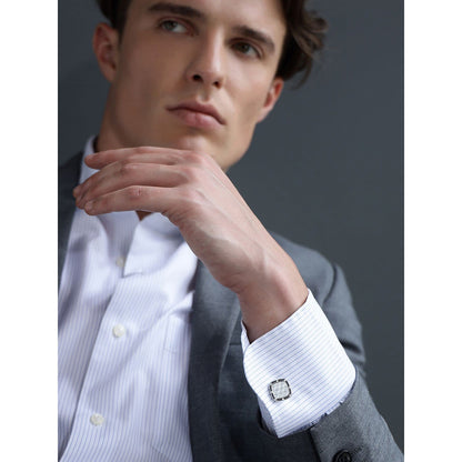 Shaze Imbricate Silver Cufflinks