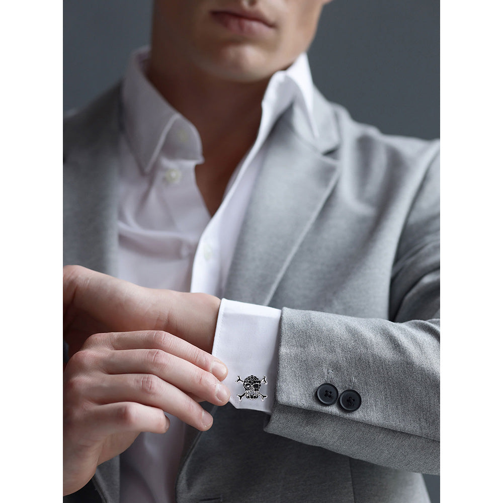 Shaze Skullptural Black Cufflinks