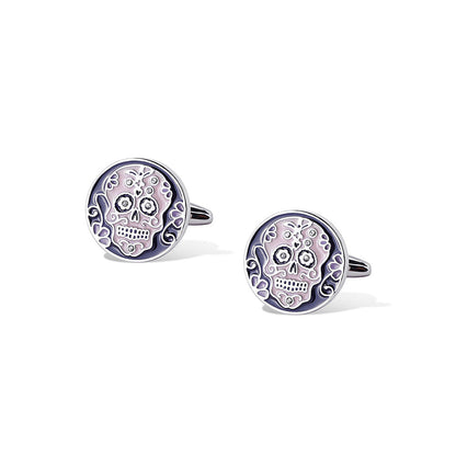 Shaze Calavera Silver Cufflinks