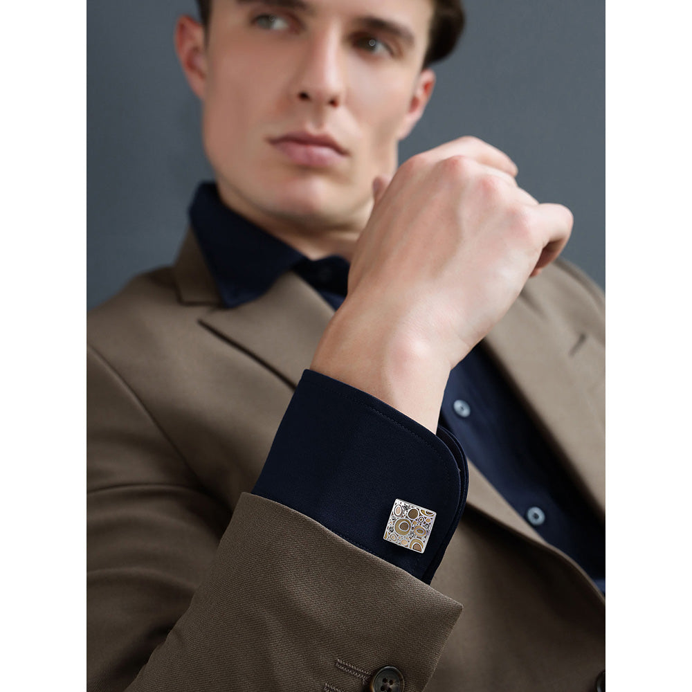 Shaze Druzy Silver Cufflinks