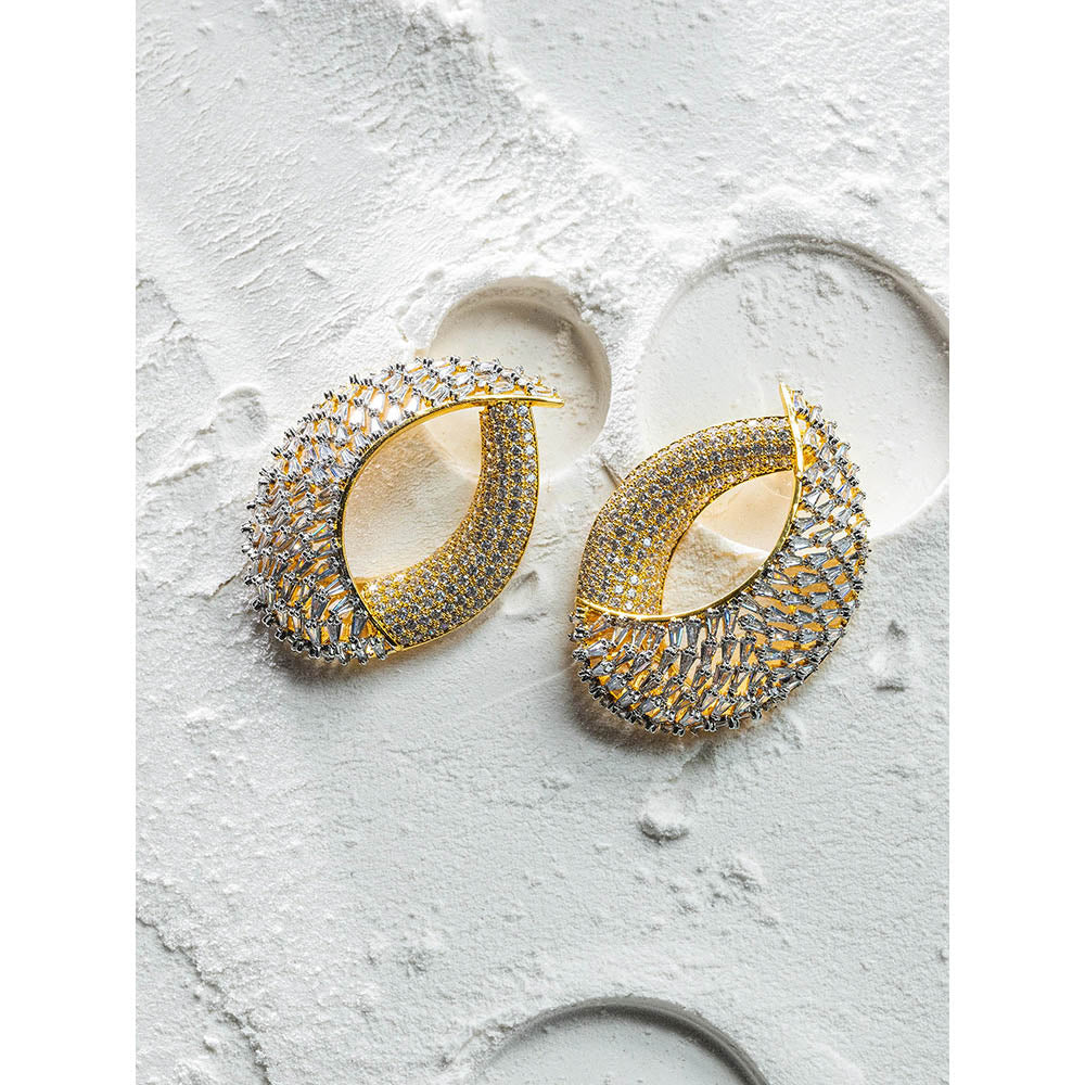 Shaze Aurora Light Three Tone Danglers Earrings Rhodium-Plated Jewellery