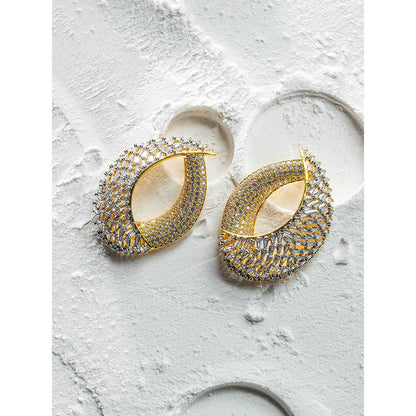 Shaze Aurora Light Three Tone Danglers Earrings Rhodium-Plated Jewellery
